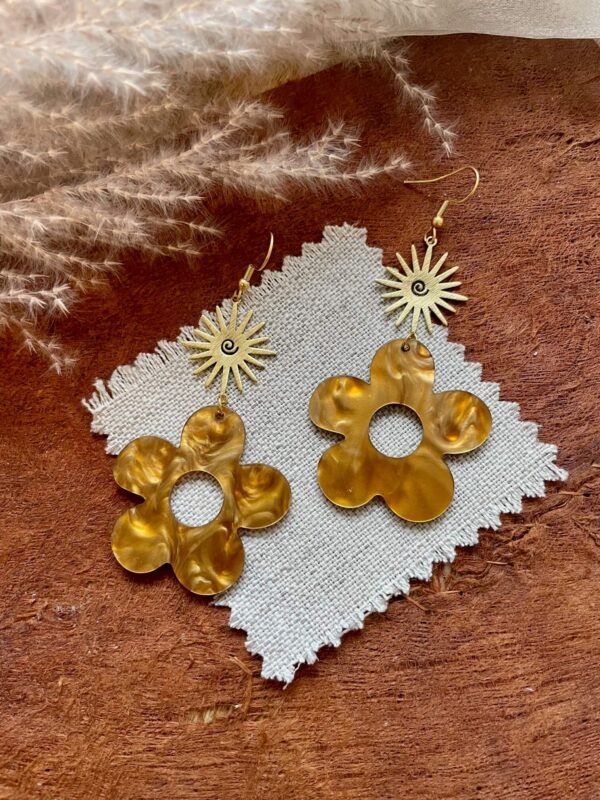 Golden flower oorbellen - MEERDERE KLEUREN - Afbeelding 6