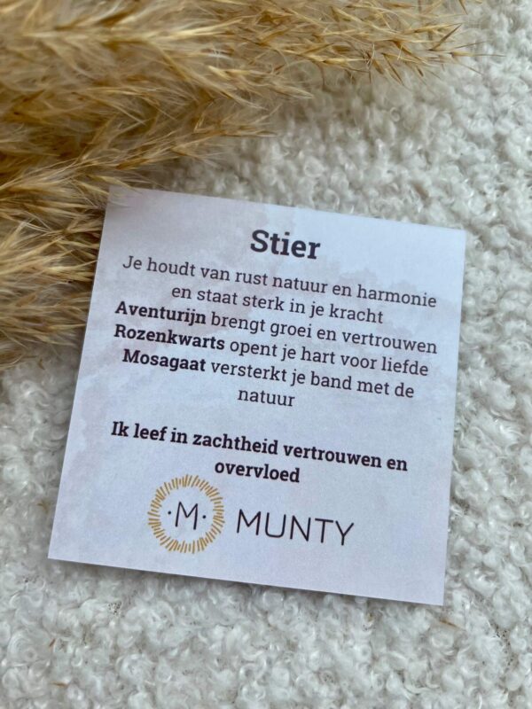Uitleg over de werking van Aventurijn, Mosagaat en Rozenkwarts voor Stier