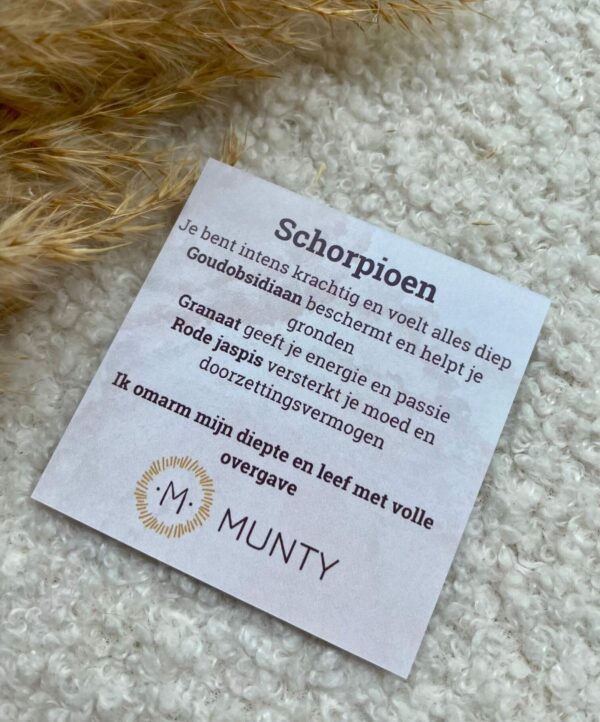 Uitleg over de werking van Goudobsidiaan, Granaat en Rode Jaspis voor Schorpioen