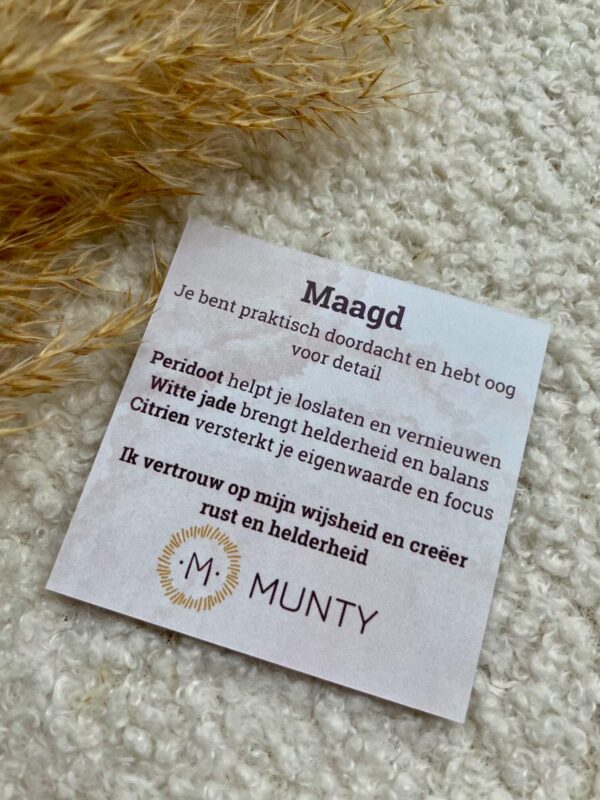 Uitleg over de werking van Peridoot, Witte Jade en Citrien voor Maagd