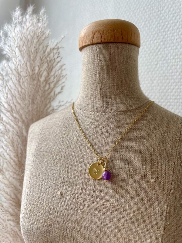 Munty initial + geboortesteen - ketting - Afbeelding 3