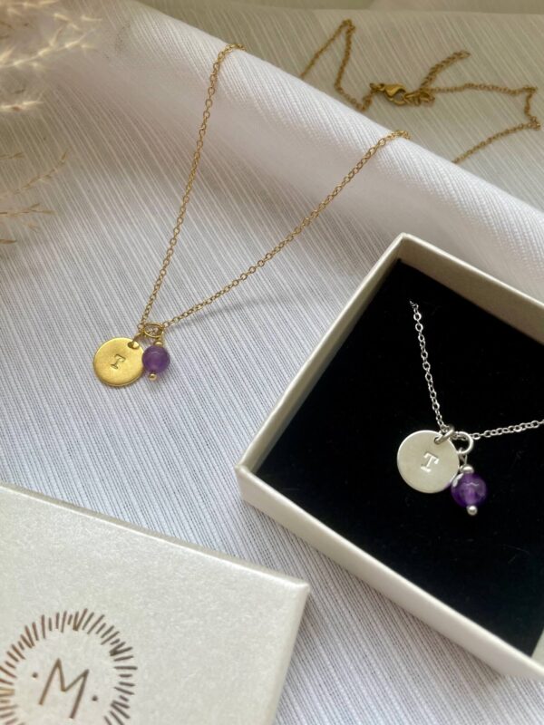 Munty initial + geboortesteen - ketting - Afbeelding 5