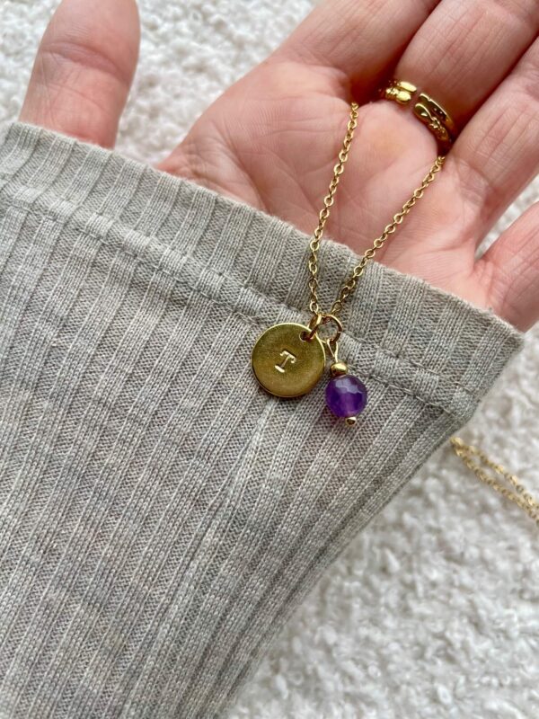 Munty initial + geboortesteen - ketting - Afbeelding 6