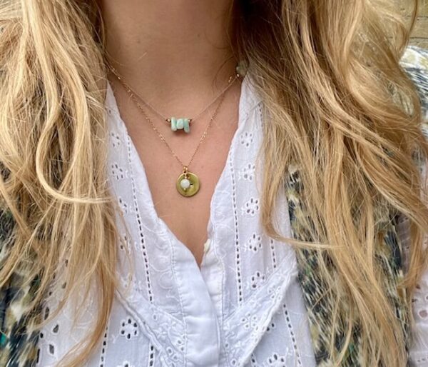 Es Vedra ketting met edelstenen - Amazoniet/Maansteen/Rozenkwarts
