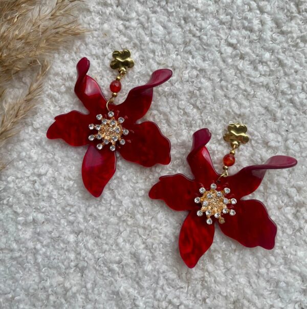 Blooming Aura oorbellen - Carneool - Rood
