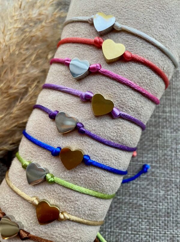 Initiaal hartje armband op satijnkoord - Afbeelding 4