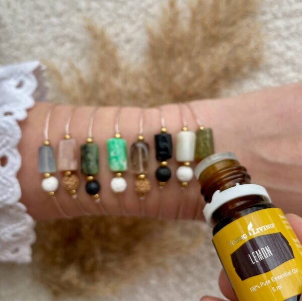 Groene Granaat & Lavasteen Diffuser Armband – Groei, Vitaliteit & Hartchakra - Afbeelding 2