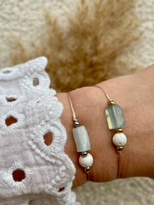aquamarijn met lavasteen armband