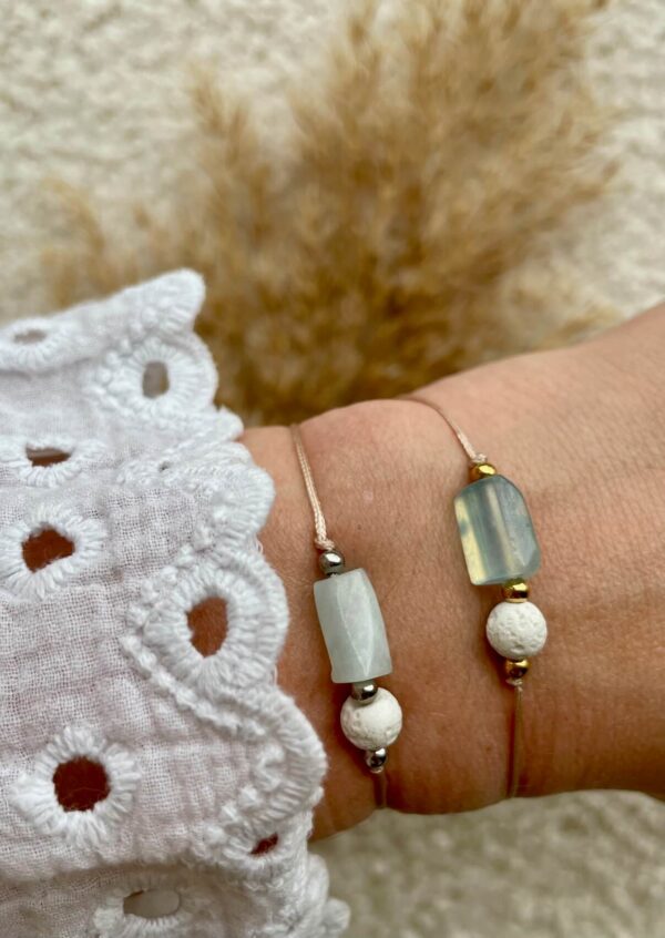aquamarijn met lavasteen armband