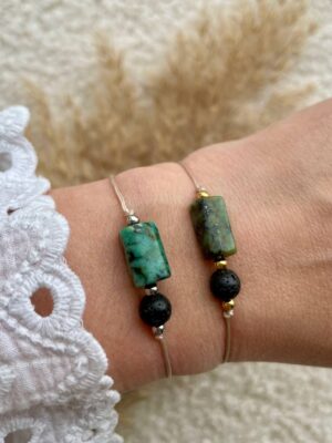 Afrikaans Turkoois & Lavasteen Diffuser Armband – Bescherming, Communicatie & Creatieve Energie