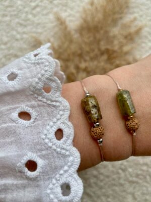 Groene Granaat & Lavasteen Diffuser Armband – Groei, Vitaliteit & Hartchakra