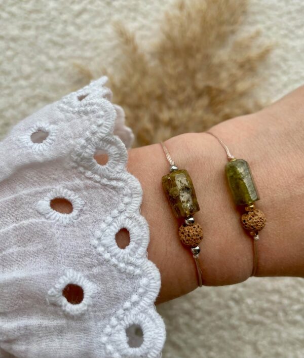 Groene Granaat & Lavasteen Diffuser Armband – Groei, Vitaliteit & Hartchakra